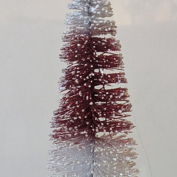 HTF Peppermint Stripe Glitter Snow Sisal Tree Michaels Xmas Mini Village Holiday - Picture 4 of 10
